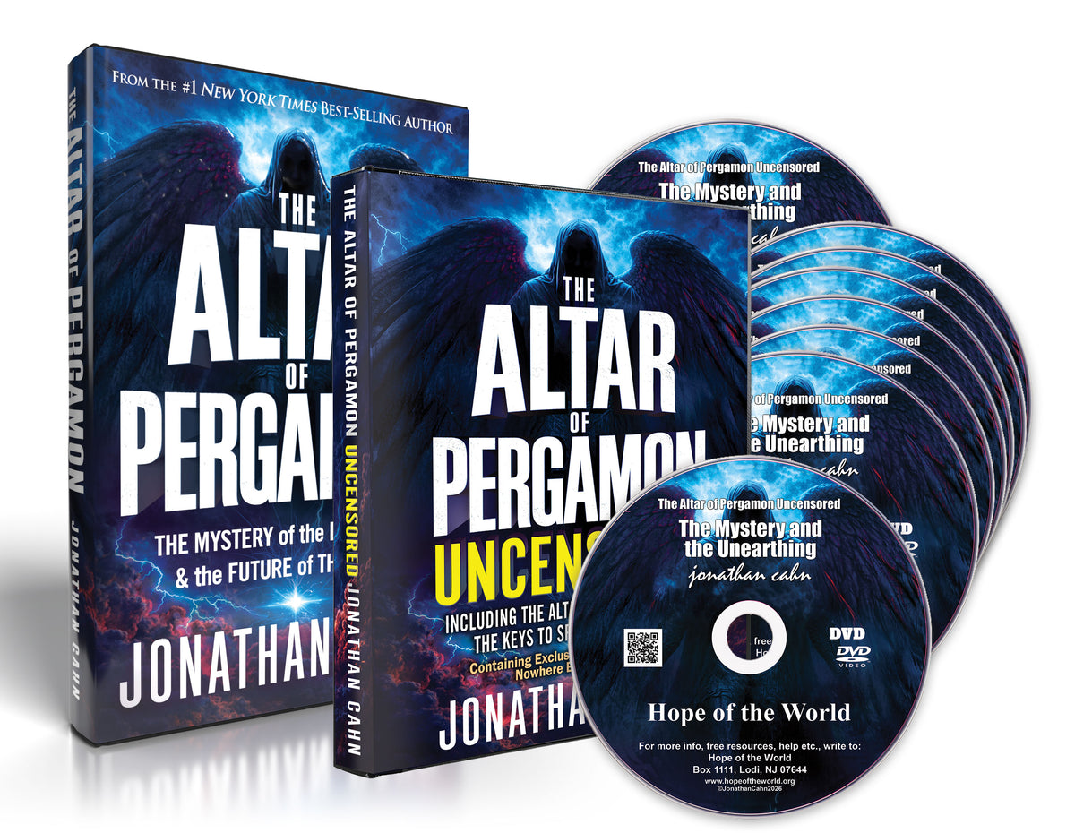 The Altar of Pergamon & The Altar of Pergamon Uncensored (Book & 8-DVD Set) by Jonathan Cahn; Code: 10117
