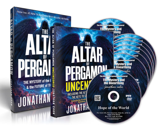 The Altar of Pergamon & The Altar of Pergamon Uncensored (Book & 8-DVD Set) by Jonathan Cahn; Code: 10117