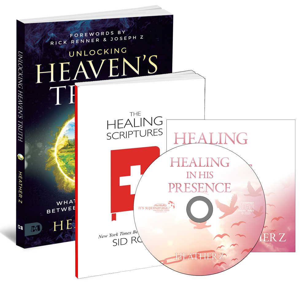 Unlocking Heaven's Truth, Healing in His Presence & The Healing Scriptures (2 Books & Audio CD) by Heather Z & Sid Roth; Code: 10067